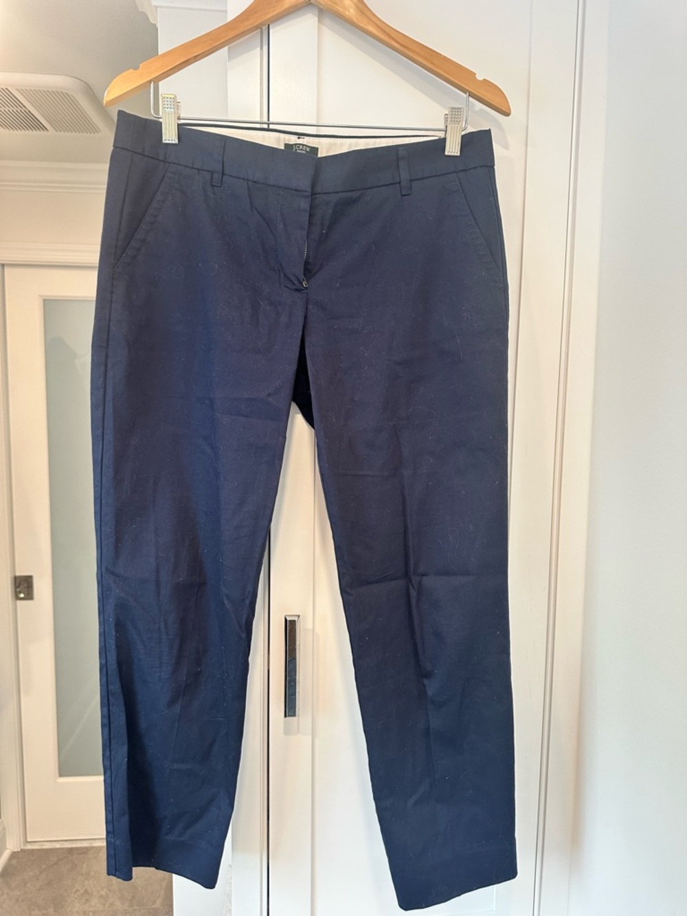 J. Crew Navy City Fit Stretch Pants, slightly cropped